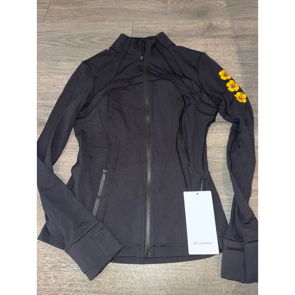 Lululemon Define Jacket Nulu Black 🌺 Hibiscus Flower Graphic Size 10 NEW